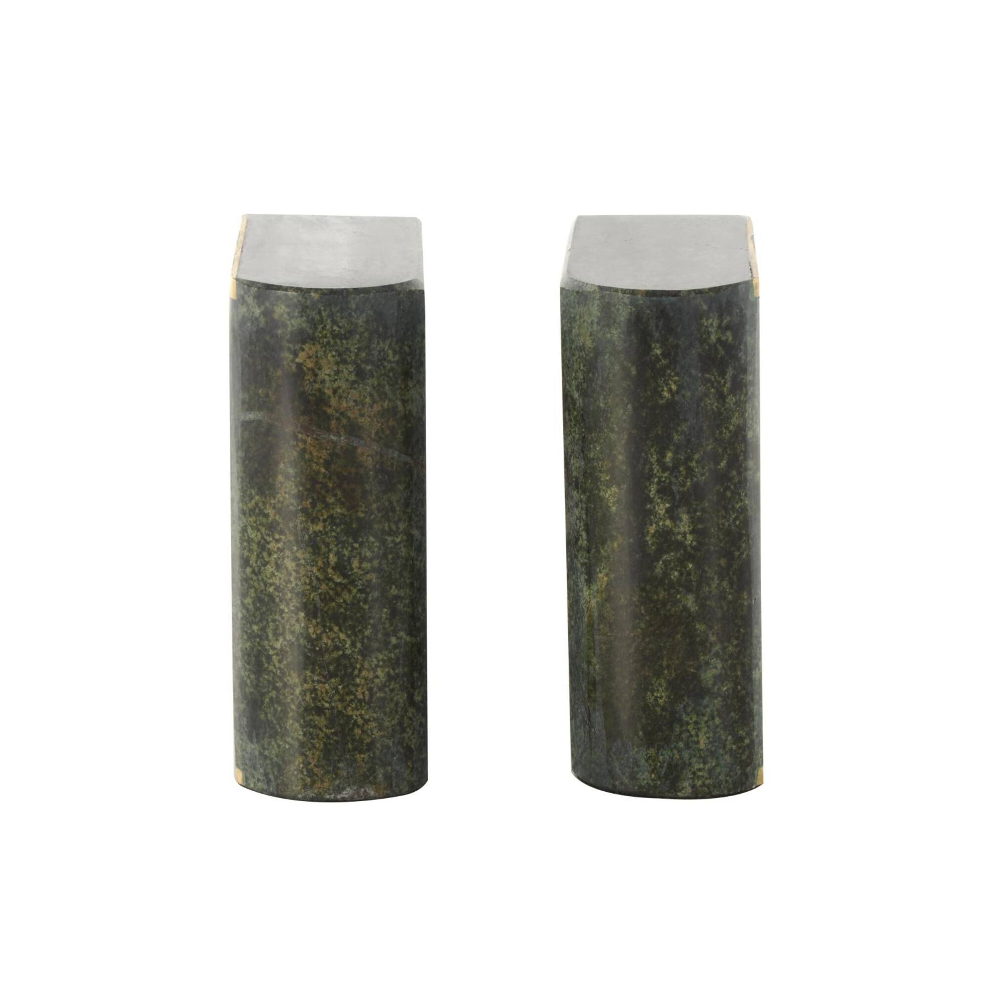 5.75" Green Marble Curved Rectangular Bookend Set